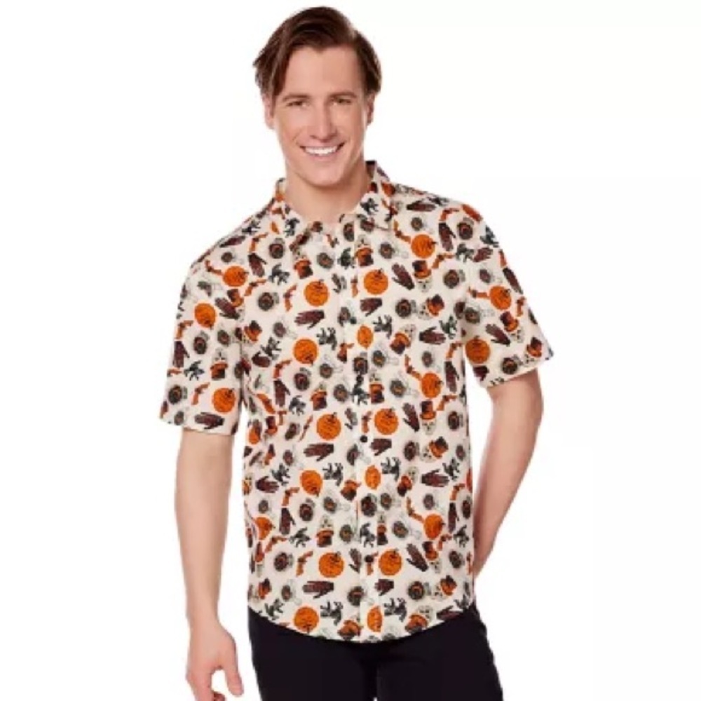 Spirit Halloween Adult Vintage Button Up Shirt Creature of the Night Unisex M
